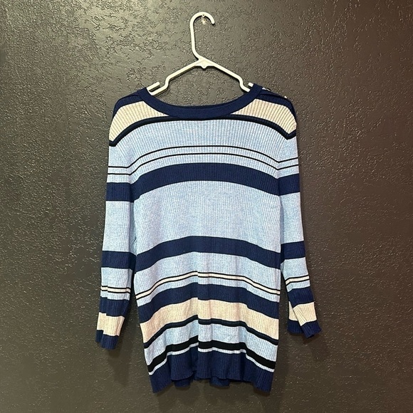 Investments Sweaters - INVESTMENTS Ribbed Blue Gray 3/4 Sleeve Sweater Size 1X